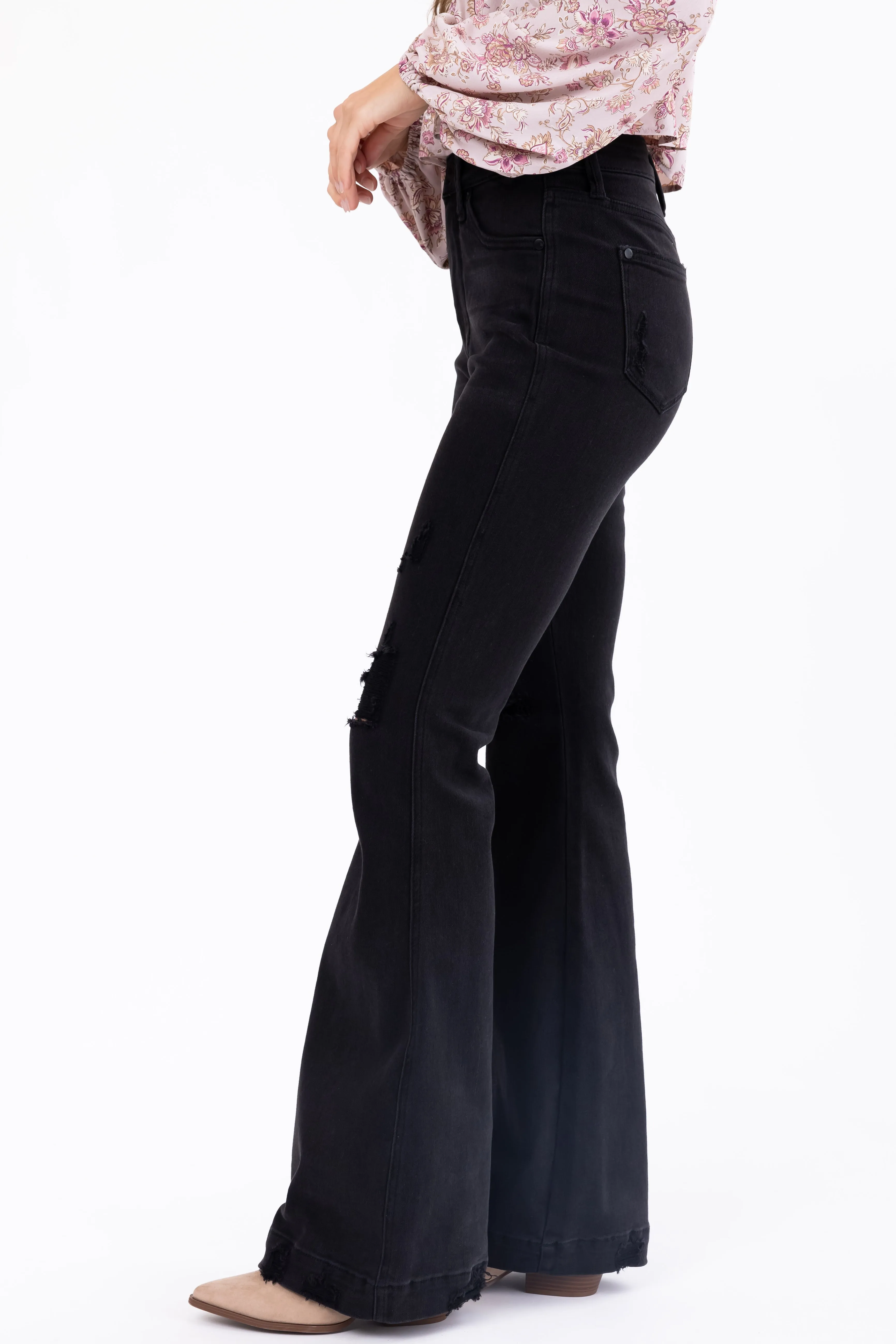 Judy Blue Black Tummy Control Flare Leg Jeans sold by Lime Lush product image thumbnail 3