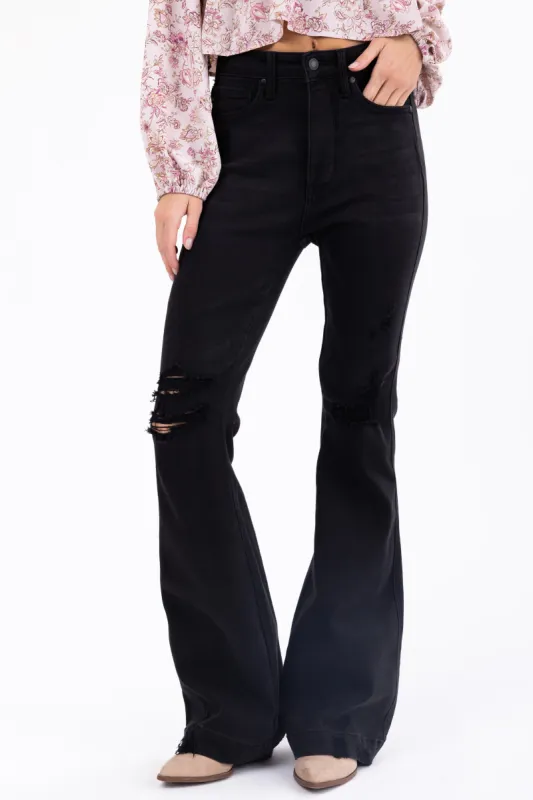 Judy Blue Black Tummy Control Flare Leg Jeans sold by Lime Lush