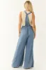 Vanilla Bay Medium Wash Palazzo Leg Denim Overalls sold by Lime Lush