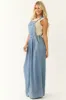 Vanilla Bay Medium Wash Palazzo Leg Denim Overalls sold by Lime Lush