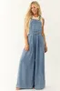 Vanilla Bay Medium Wash Palazzo Leg Denim Overalls sold by Lime Lush