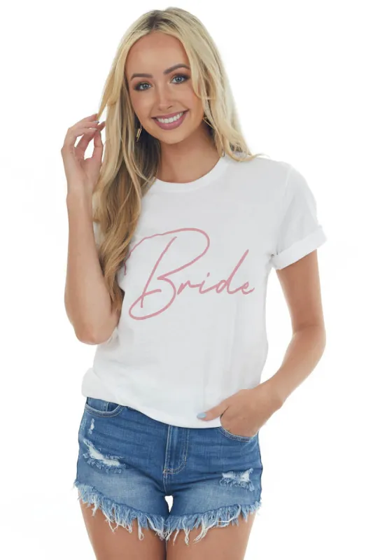 White 'Bride' Script Graphic Short Sleeve Tee sold by Lime Lush