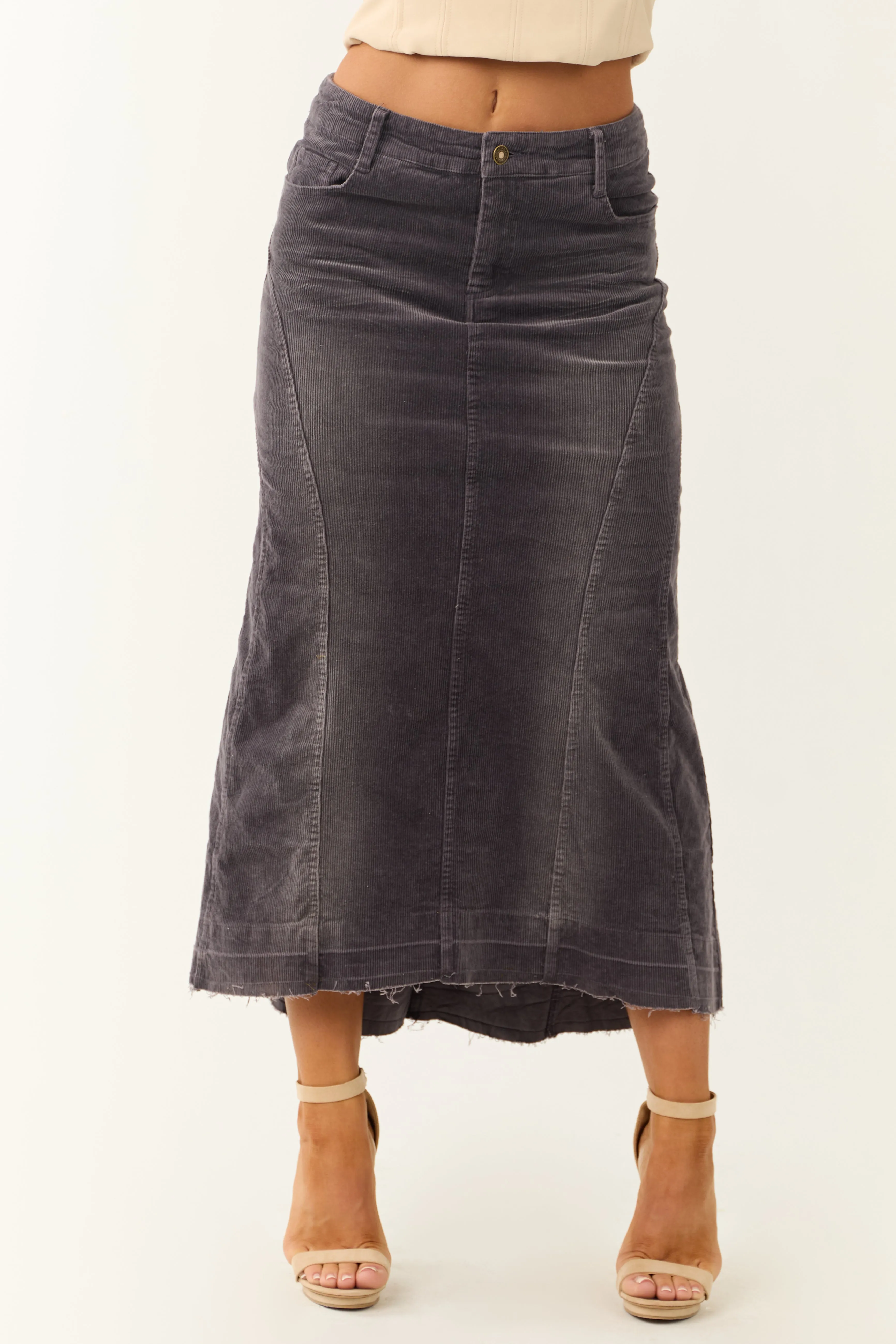 Quartz Corduroy Textured High Low Maxi Skirt sold by Lime Lush product image thumbnail 2