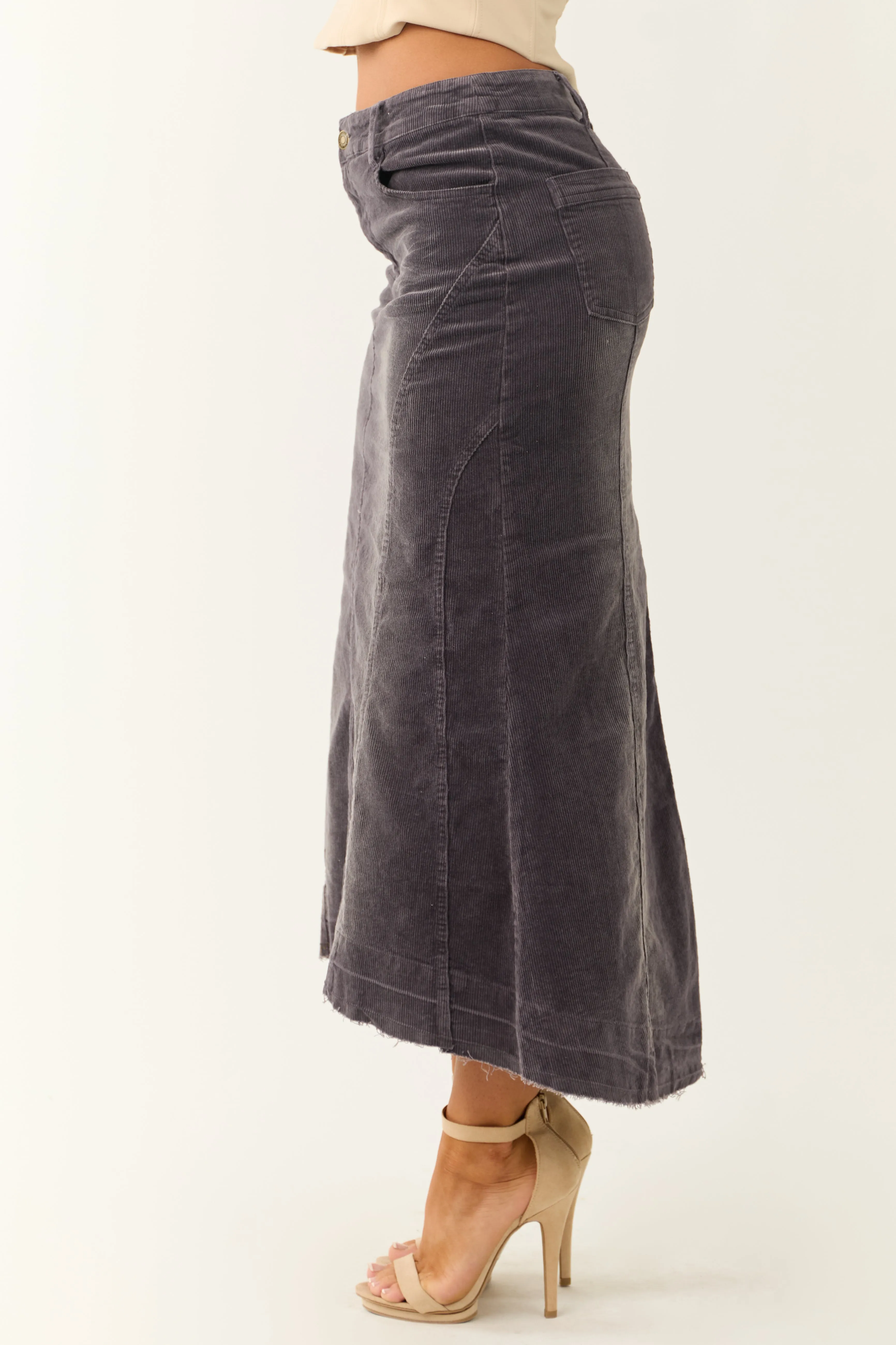 Quartz Corduroy Textured High Low Maxi Skirt sold by Lime Lush product image thumbnail 3