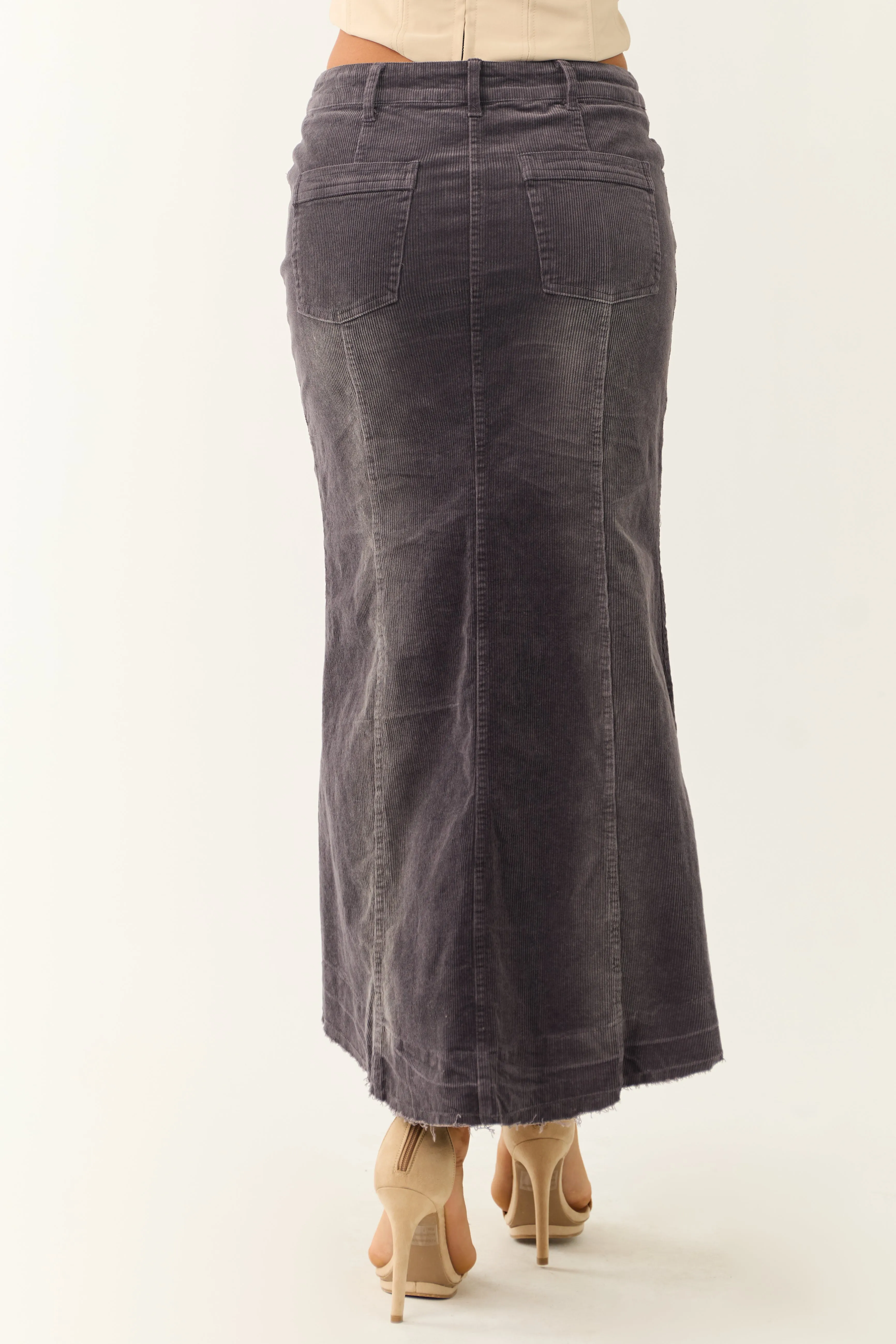 Quartz Corduroy Textured High Low Maxi Skirt sold by Lime Lush product image thumbnail 4