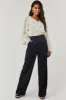 Black Satin High Waisted Wide Leg Pants with Pockets sold by Lime Lush