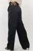 Black Satin High Waisted Wide Leg Pants with Pockets sold by Lime Lush