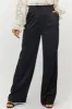 Black Satin High Waisted Wide Leg Pants with Pockets sold by Lime Lush