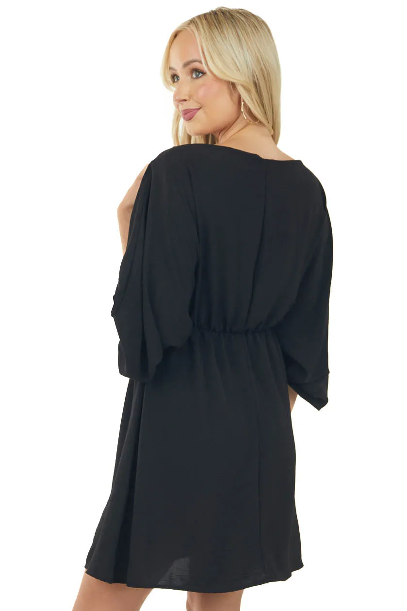 Black Boat Neck Cinched Waist Mini Dress sold by Lime Lush product image thumbnail 4