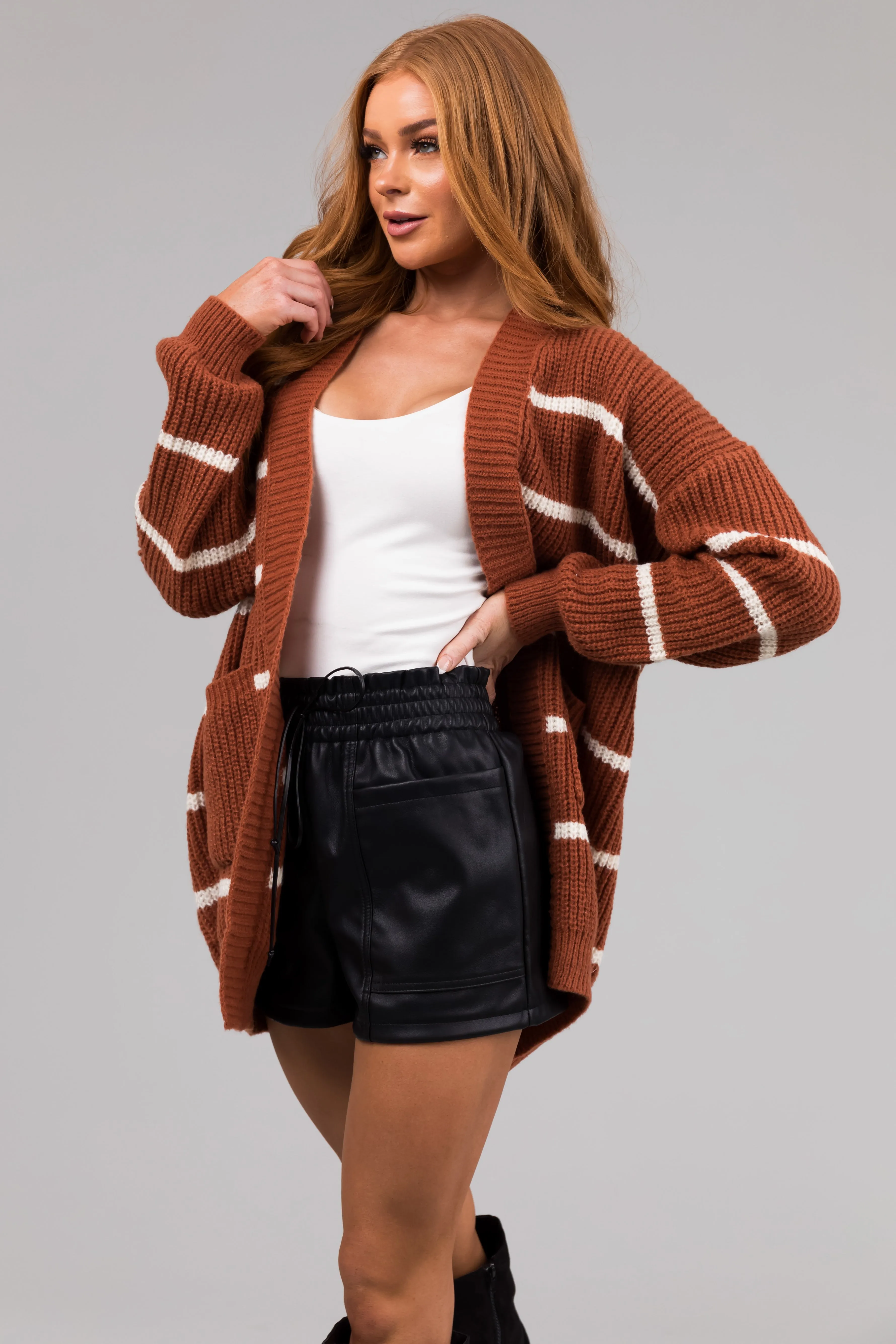 Spice and Cream Oversized Striped Cardigan sold by Lime Lush product image thumbnail 2