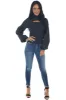 Charcoal Ribbed Cut Out Turtleneck Sweater sold by Lime Lush