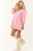 Bubblegum Denim Button Down Mini Dress sold by Lime Lush