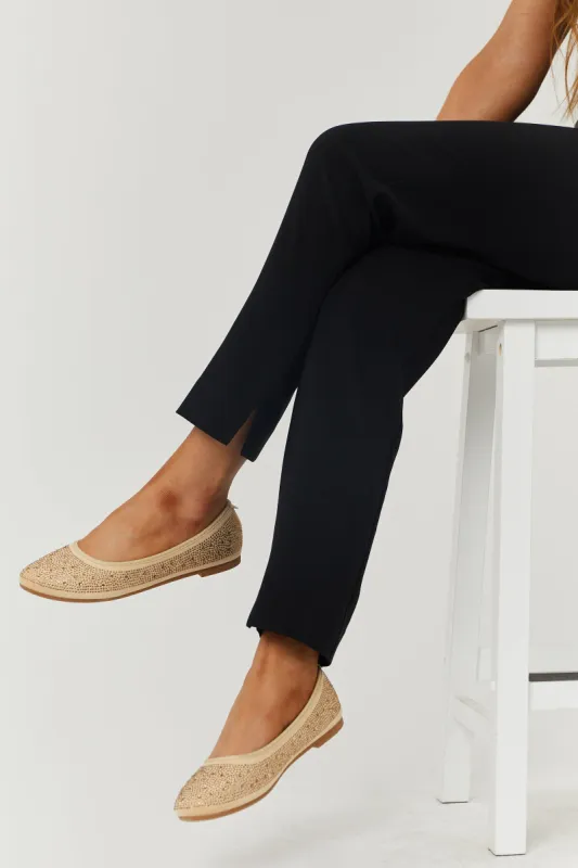 Gold Rhinestone Suede Ballet Flats sold by Lime Lush