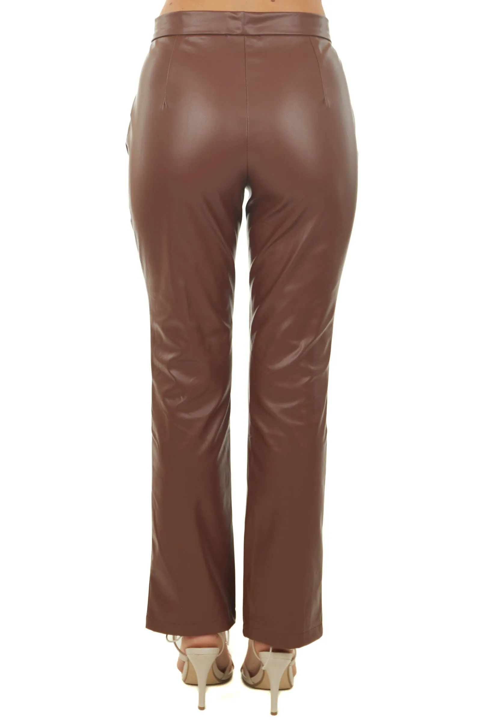 Spice Faux Leather Slit Hem Straight Pants sold by Lime Lush product image thumbnail 4
