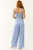 Slate Blue Sleeveless Sweetheart Neck Jumpsuit sold by Lime Lush