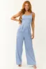 Slate Blue Sleeveless Sweetheart Neck Jumpsuit sold by Lime Lush