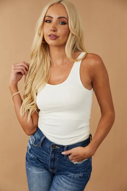 Ivory Seamless Long Tank Top sold by Lime Lush
