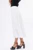 Off White Pleated Elastic Waistband Midi Skirt sold by Lime Lush