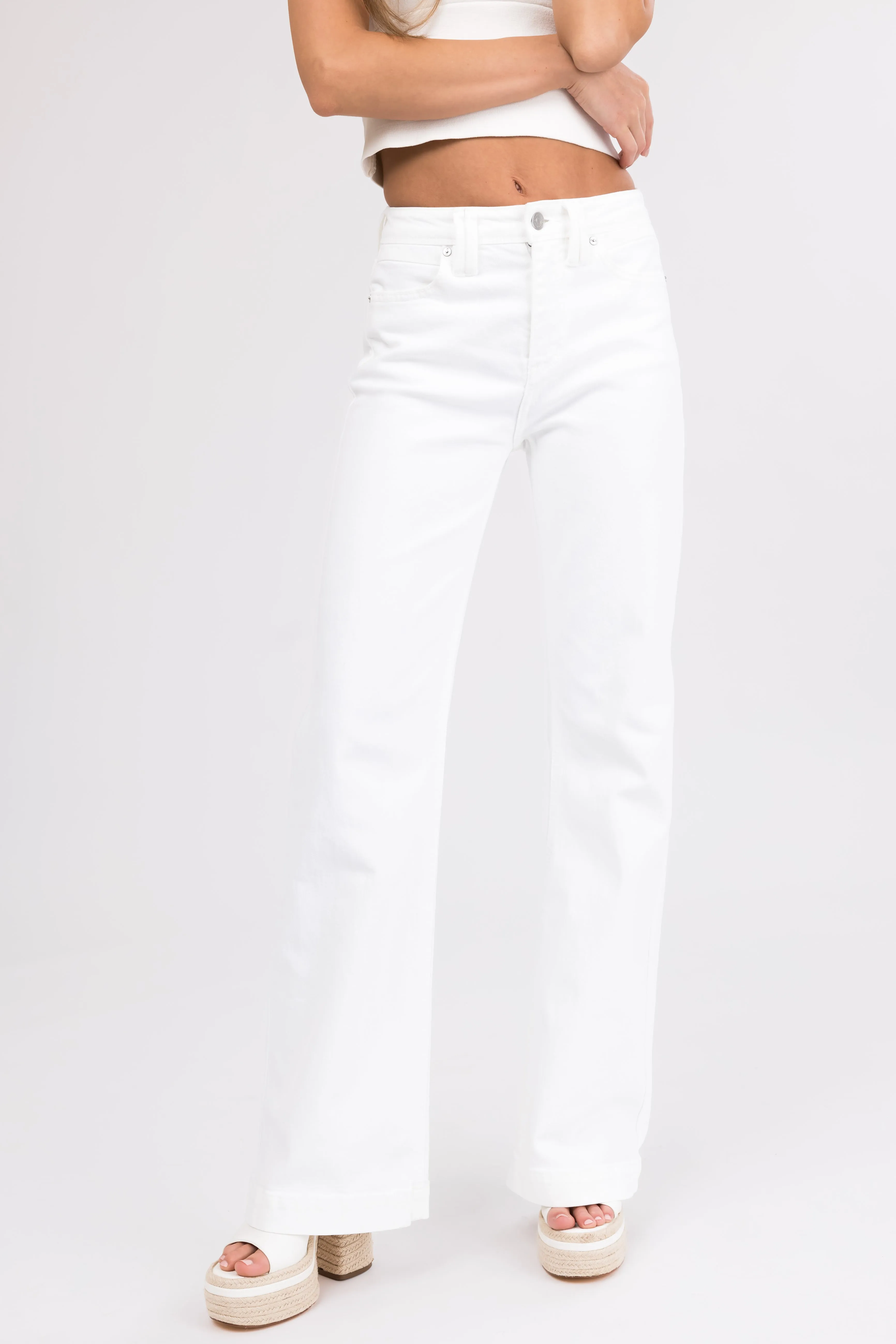 KanCan Ivory High Rise Wide Relaxed Denim Jeans sold by Lime Lush