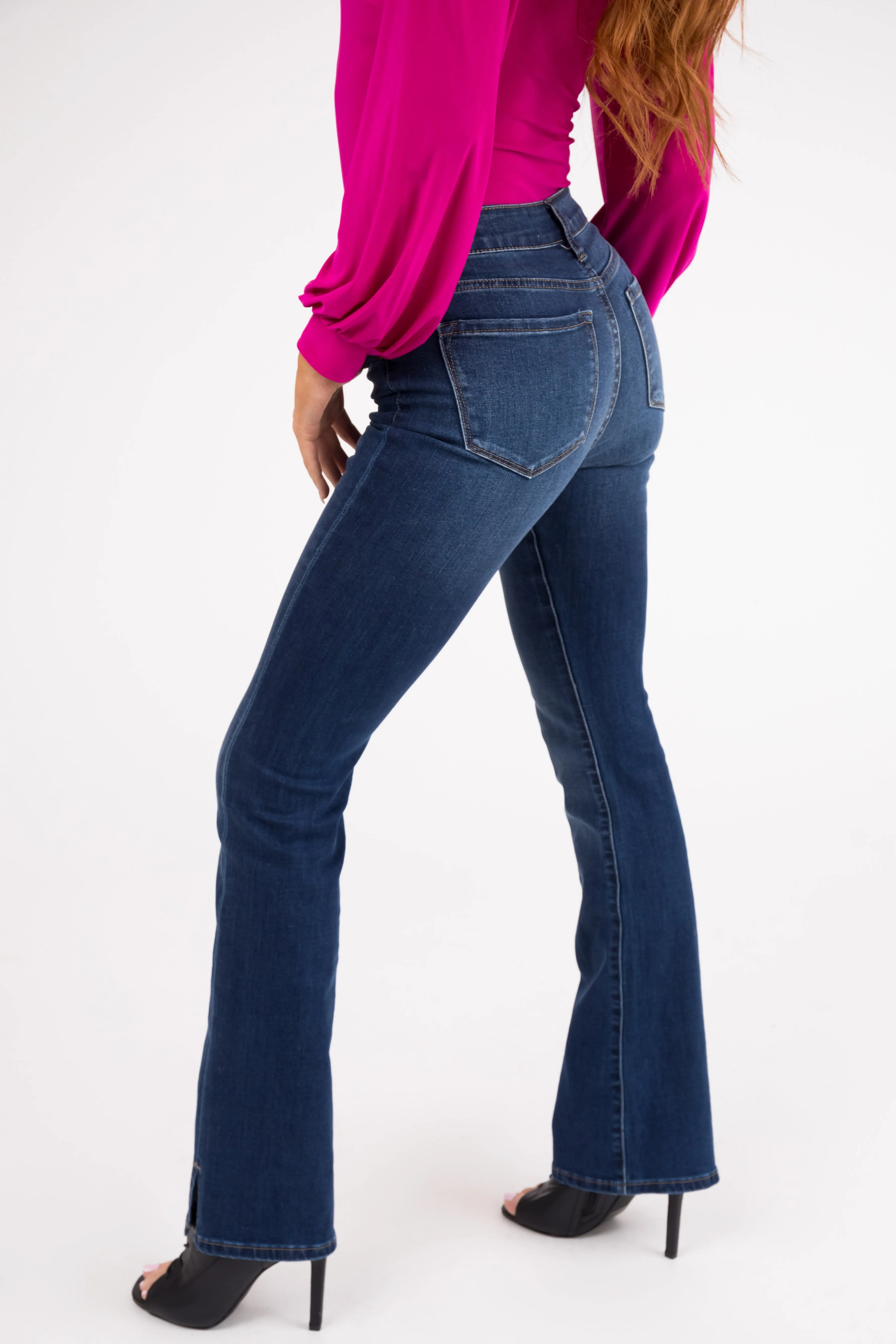 KanCan Medium Dark Wash High Rise Bootcut Jeans sold by Lime Lush product image thumbnail 4