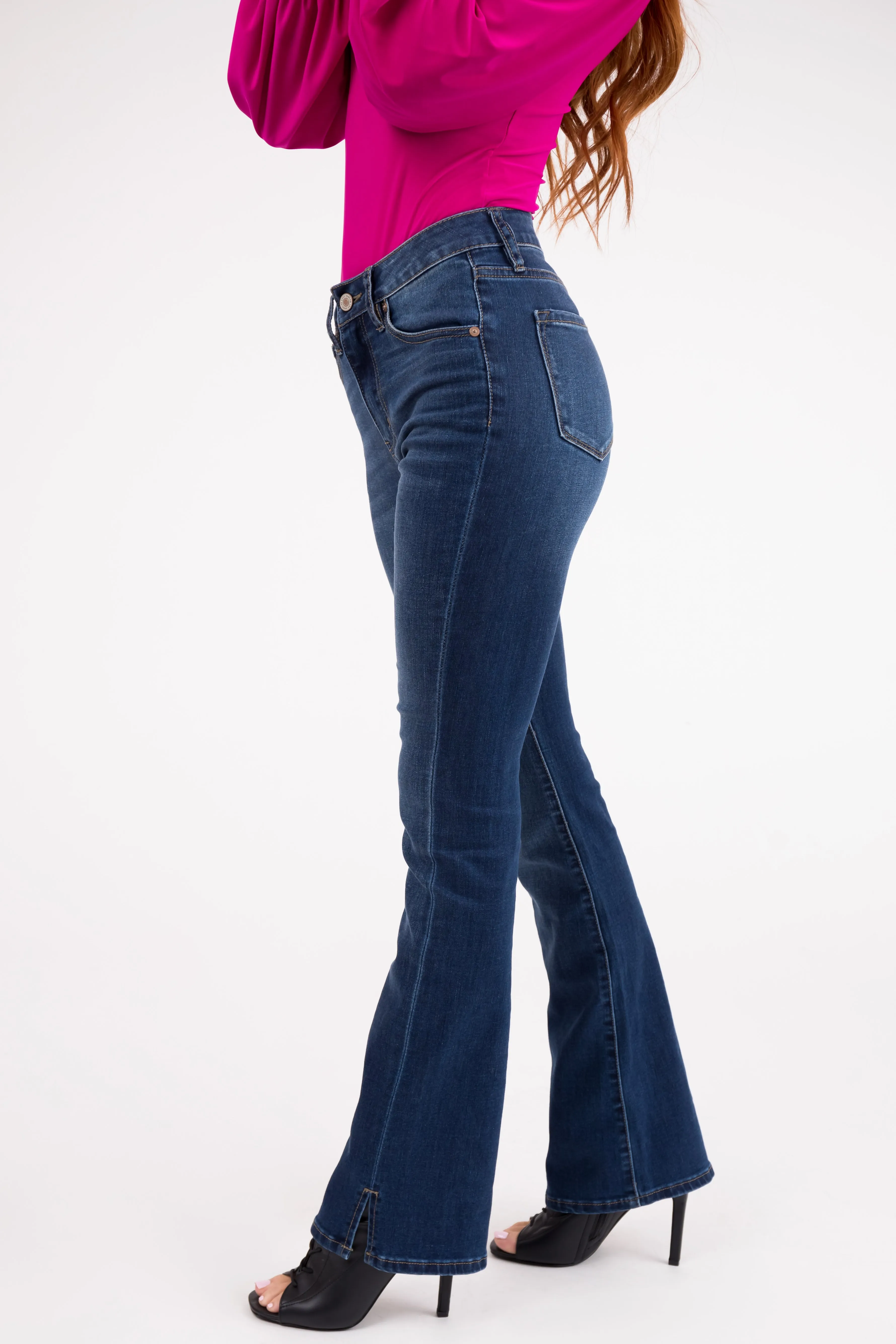 KanCan Medium Dark Wash High Rise Bootcut Jeans sold by Lime Lush product image thumbnail 3