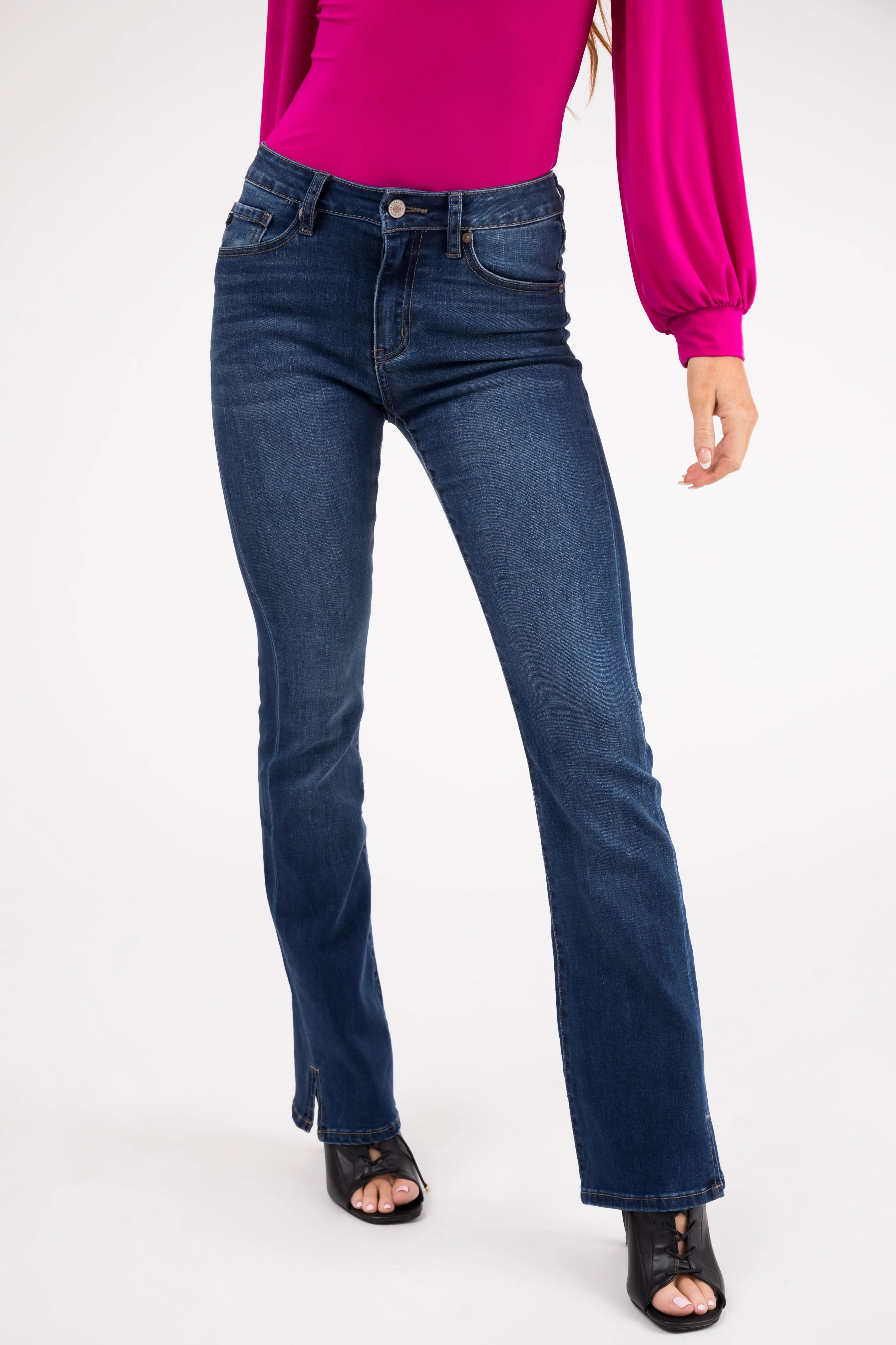 KanCan Medium Dark Wash High Rise Bootcut Jeans sold by Lime Lush product image thumbnail 2