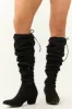 Black Faux Suede Drawstring Thigh High Boots sold by Lime Lush