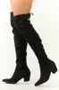 Black Faux Suede Drawstring Thigh High Boots sold by Lime Lush