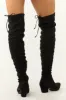 Black Faux Suede Drawstring Thigh High Boots sold by Lime Lush