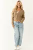 Brown Sugar Asymmetrical Button Up Cardigan sold by Lime Lush
