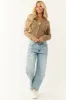 Brown Sugar Asymmetrical Button Up Cardigan sold by Lime Lush