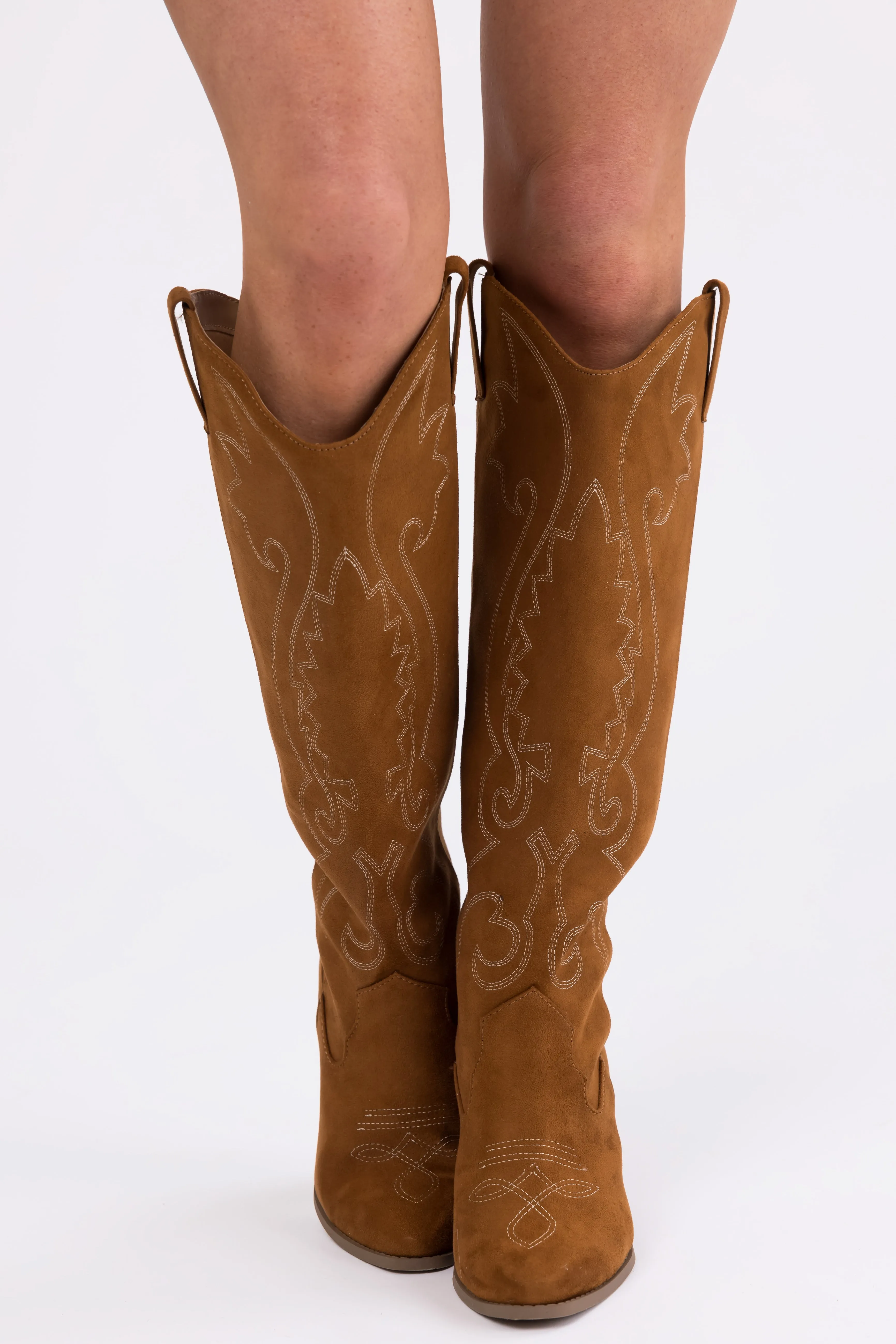 Caramel Knee High Block High Heel Western Boots sold by Lime Lush product image thumbnail 5