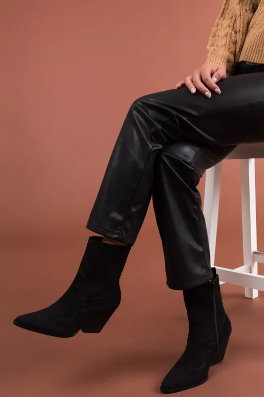 Black Faux Suede Western Style Booties sold by Lime Lush