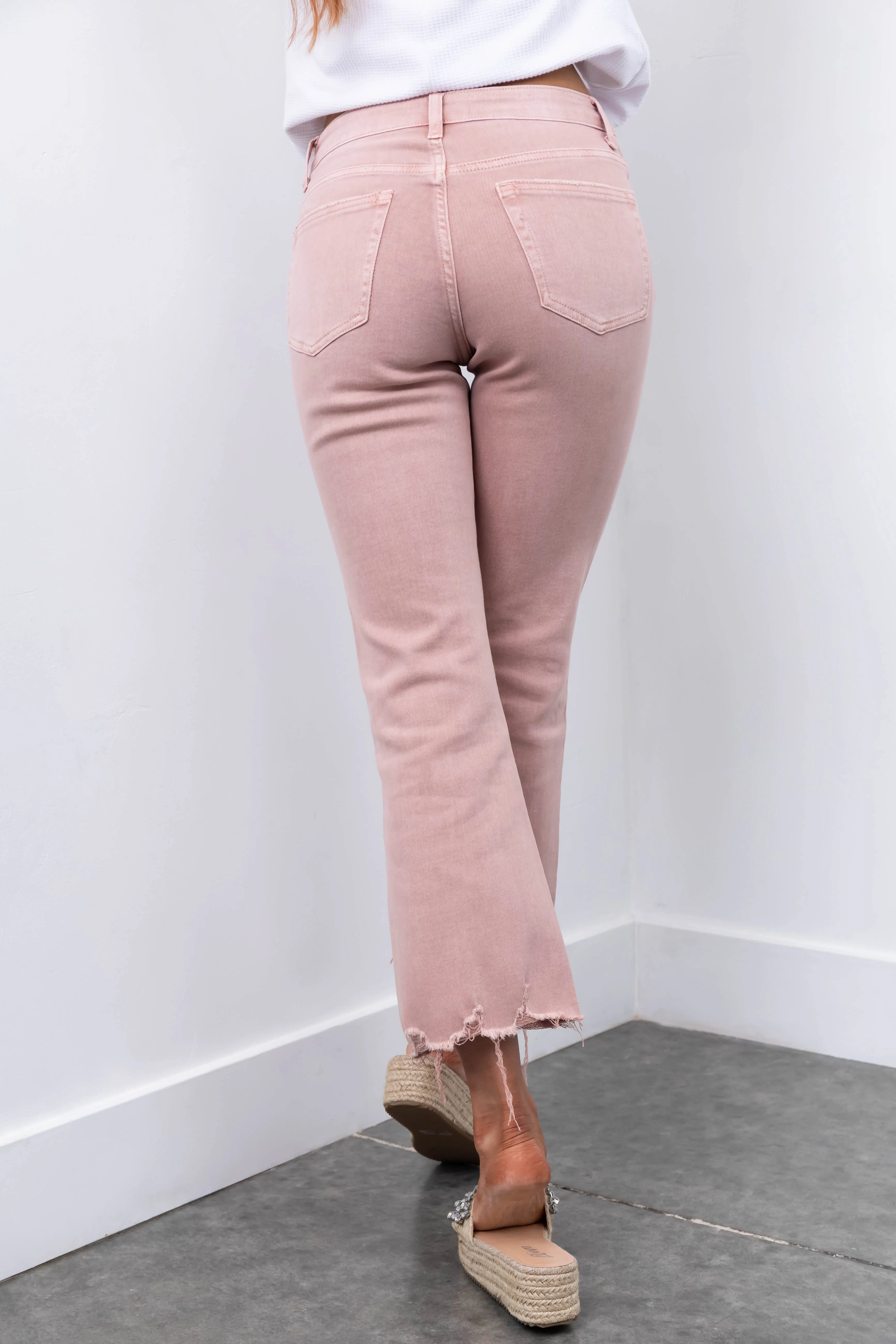 Vervet Tea Rose Flare Leg Cropped Jeans sold by Lime Lush product image thumbnail 4