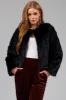 Black Soft Faux Fur Cropped Jacket sold by Lime Lush