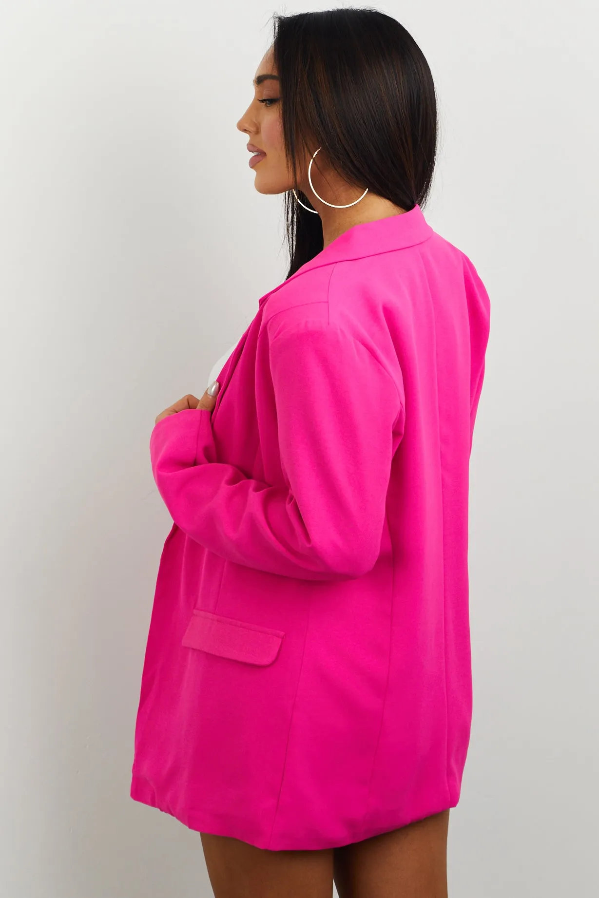 Hot Pink Notch Collar Blazer sold by Lime Lush product image thumbnail 5