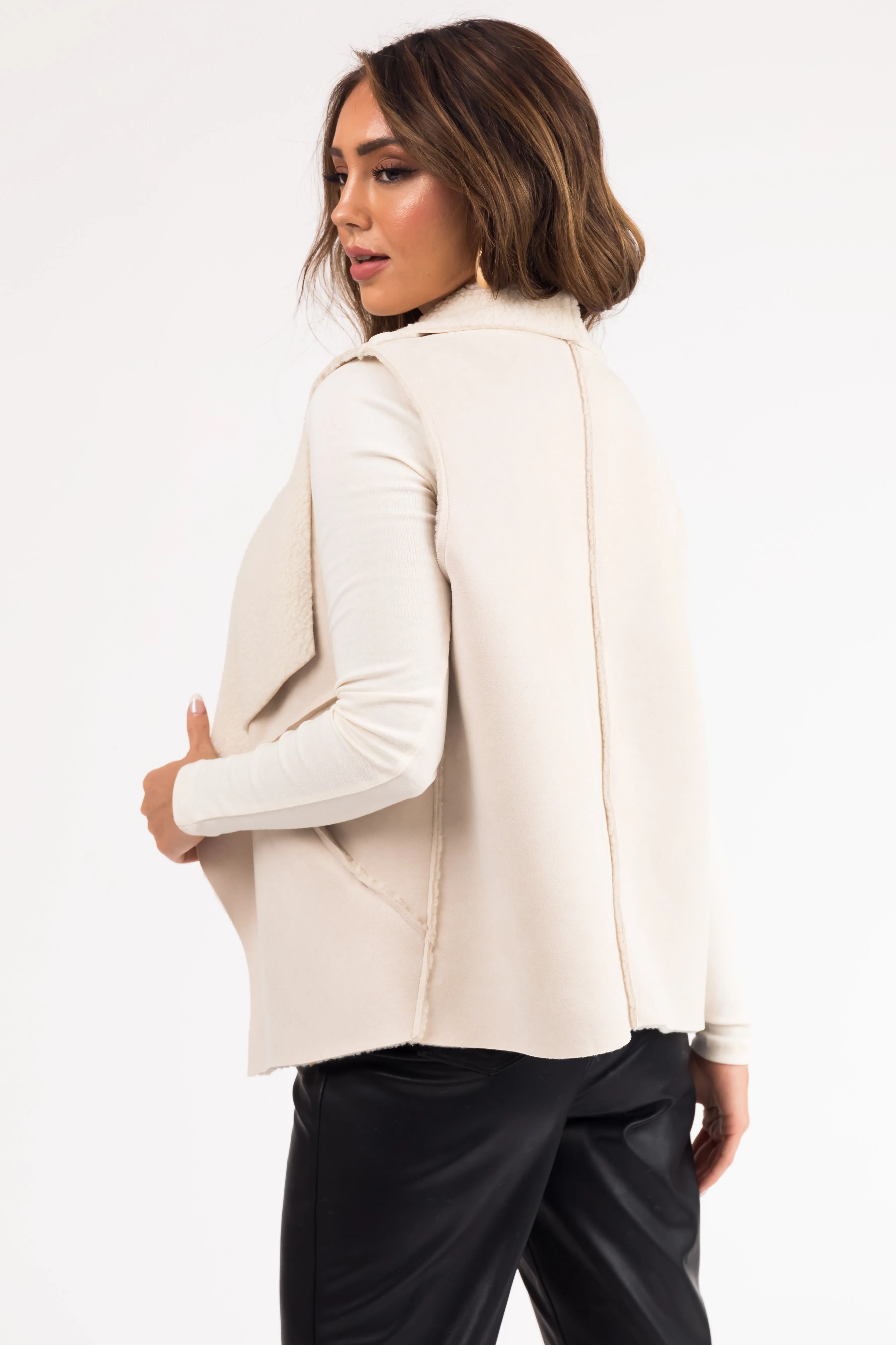 Vanilla Suede Vest with Fleece Lining sold by Lime Lush product image thumbnail 5