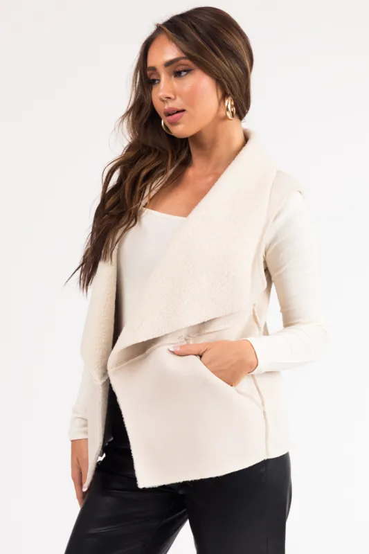 Vanilla Suede Vest with Fleece Lining sold by Lime Lush