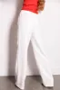 Off White Wide Leg Elastic Waist Woven Pants sold by Lime Lush