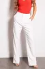 Off White Wide Leg Elastic Waist Woven Pants sold by Lime Lush