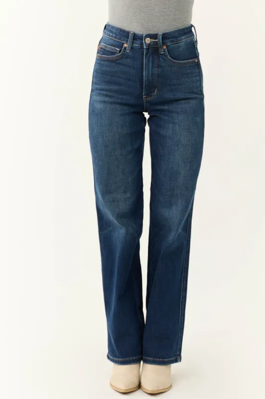 Judy Blue Dark Wash Tummy Control Straight Jeans sold by Lime Lush