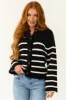 Black and White Striped Button Down Cardigan sold by Lime Lush