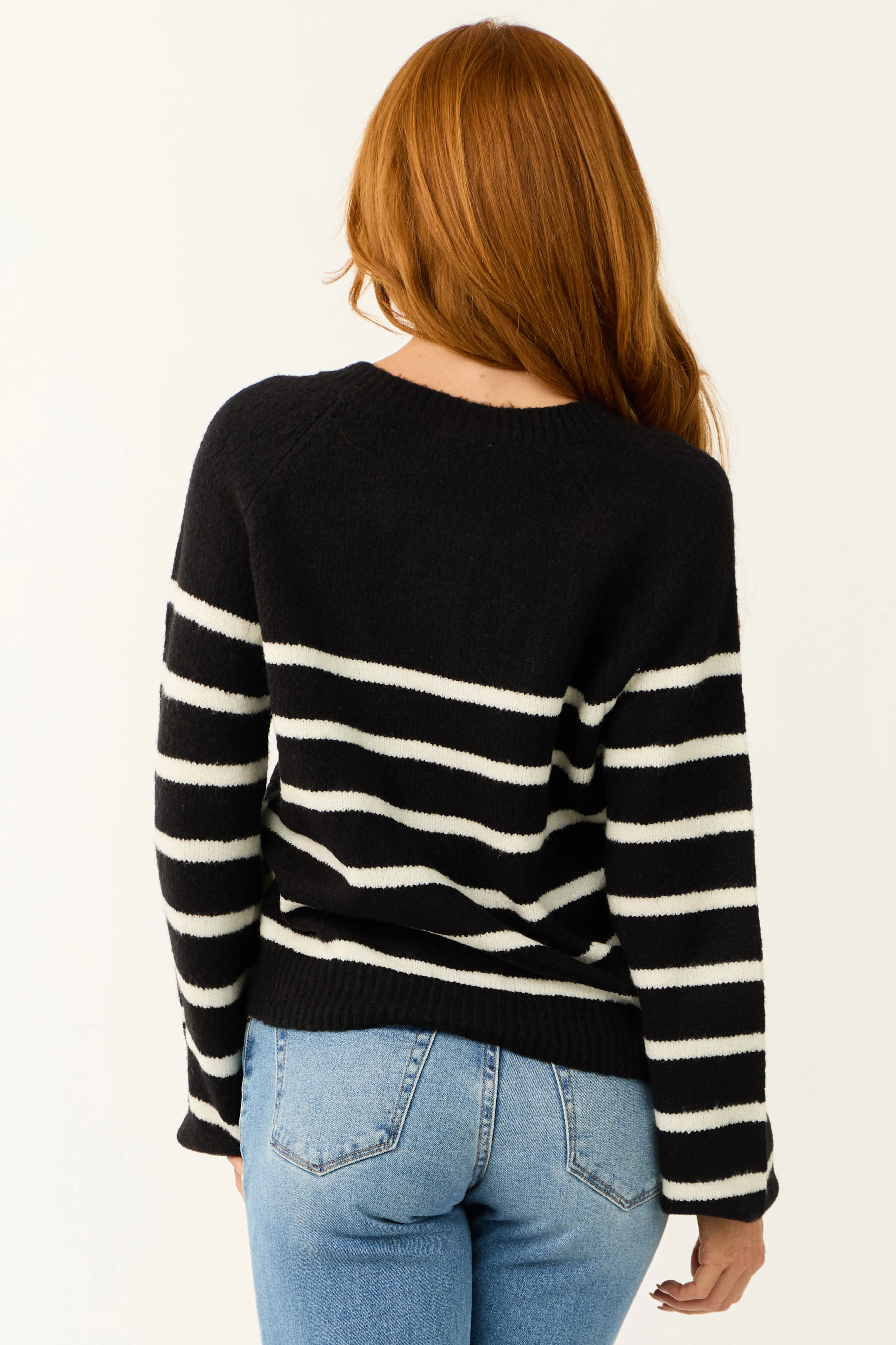 Black and White Striped Button Down Cardigan sold by Lime Lush product image thumbnail 5