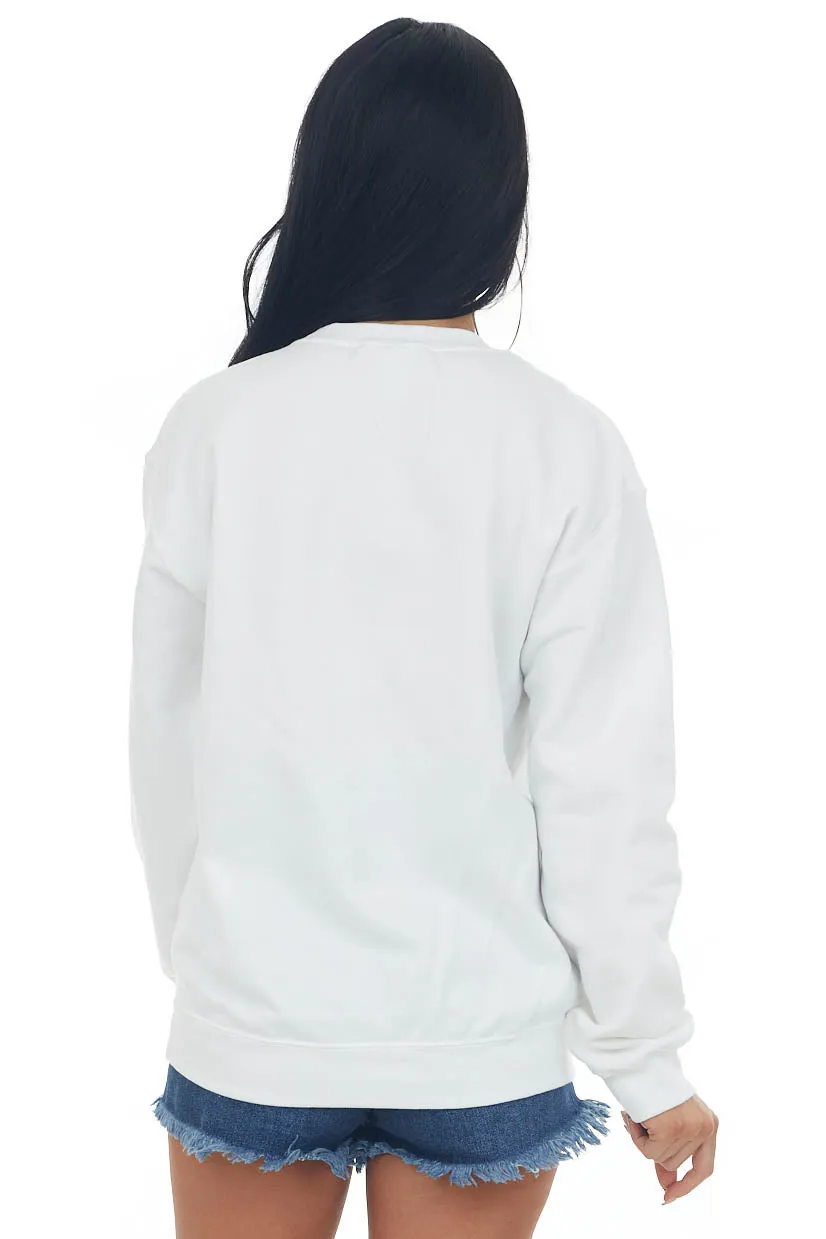 White and Periwinkle 'Hola Beaches' Sweatshirt sold by Lime Lush product image thumbnail 5