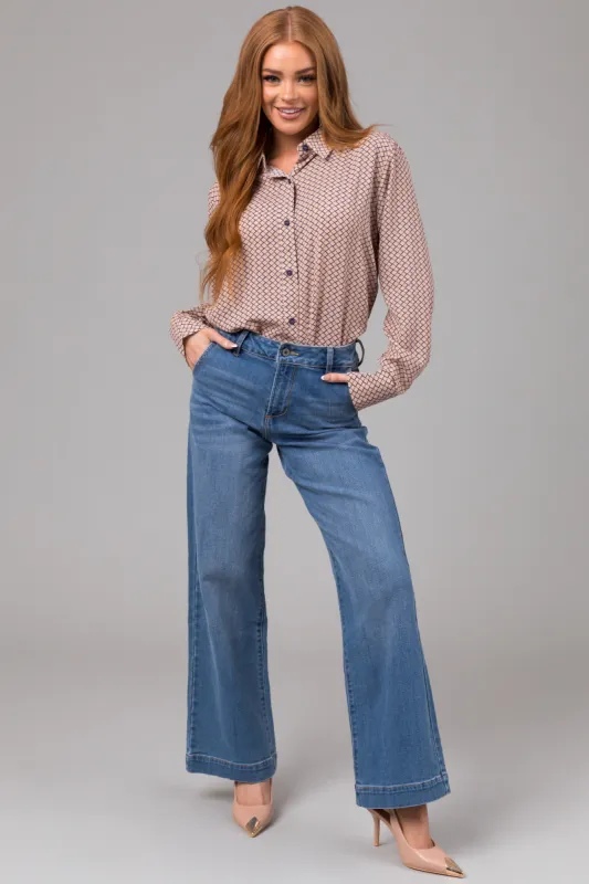 KanCan Medium Wash High Rise Trouser Wide Leg Jeans sold by Lime Lush