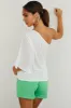 Off White One Shoulder Dolman Sleeve Soft Knit Top sold by Lime Lush