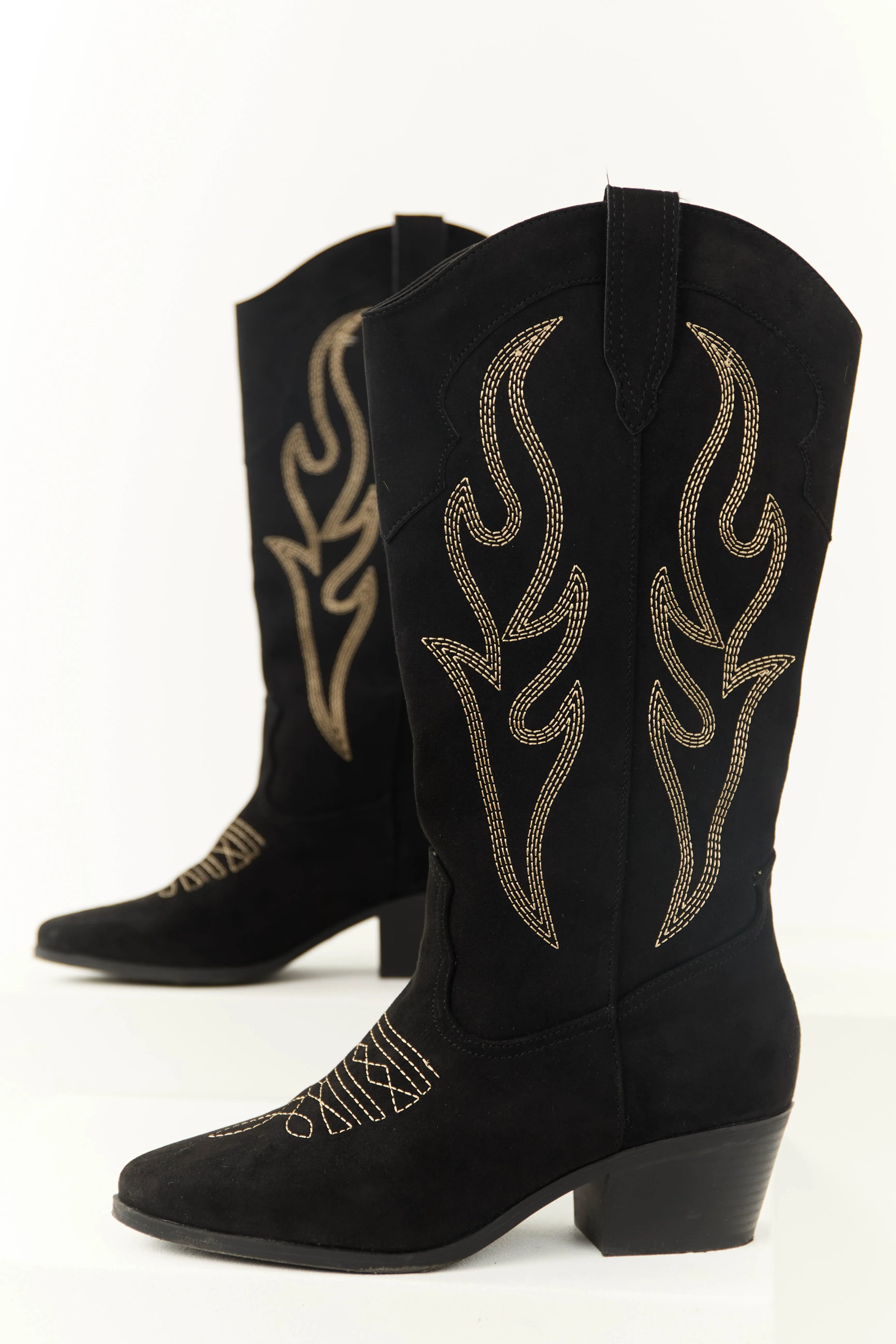 Black Embroidered Western Style Boots sold by Lime Lush