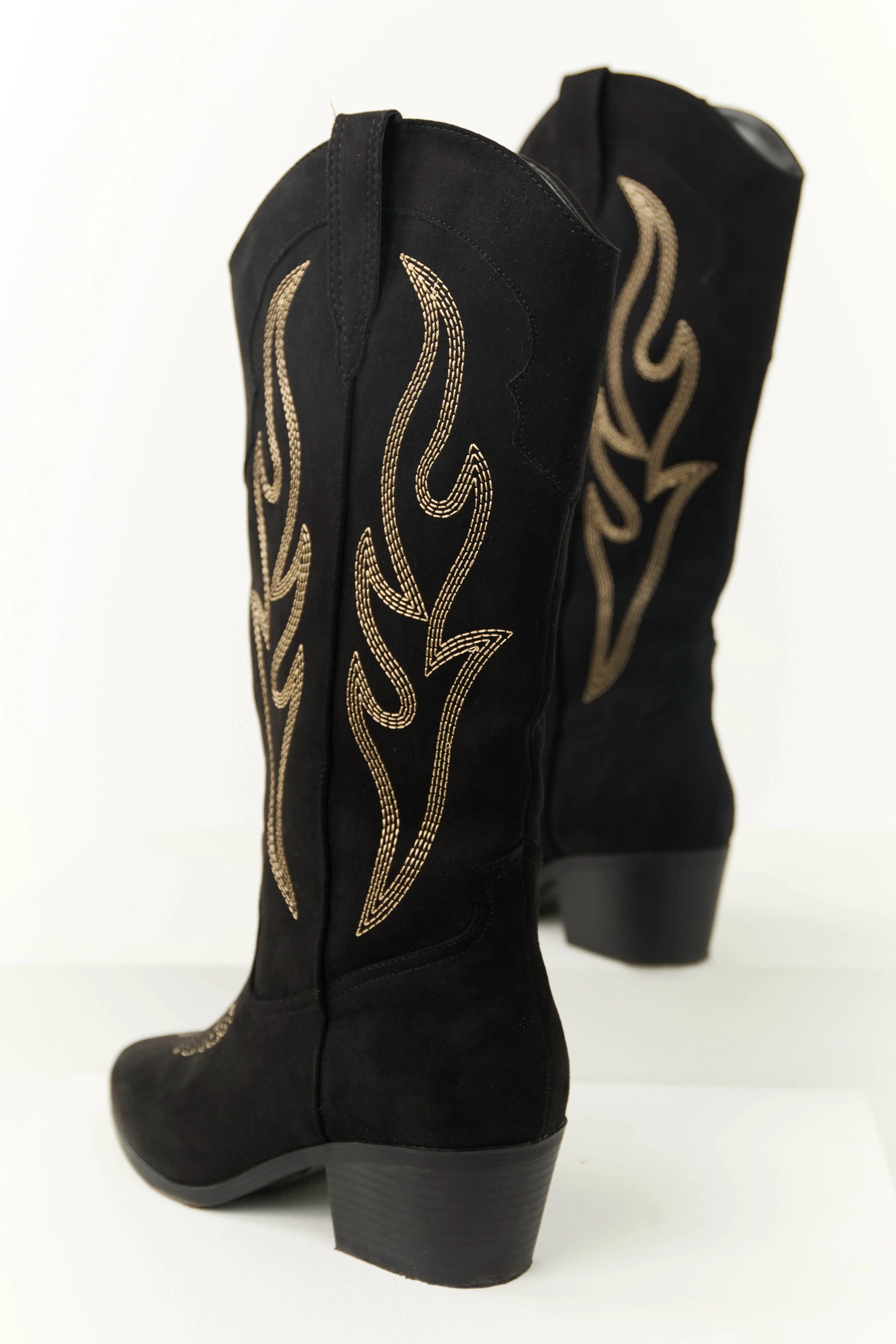 Black Embroidered Western Style Boots sold by Lime Lush product image thumbnail 3