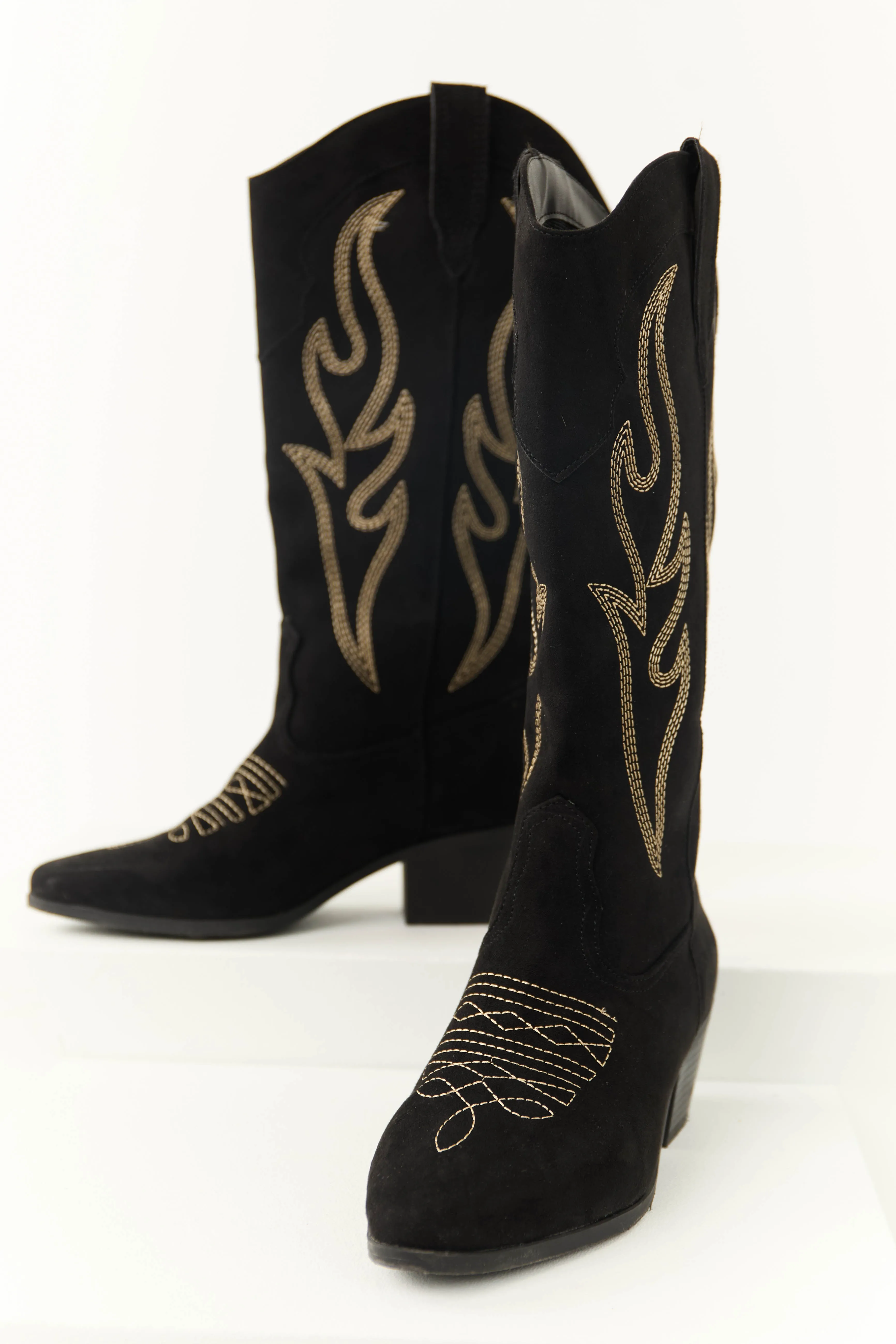 Black Embroidered Western Style Boots sold by Lime Lush product image thumbnail 2
