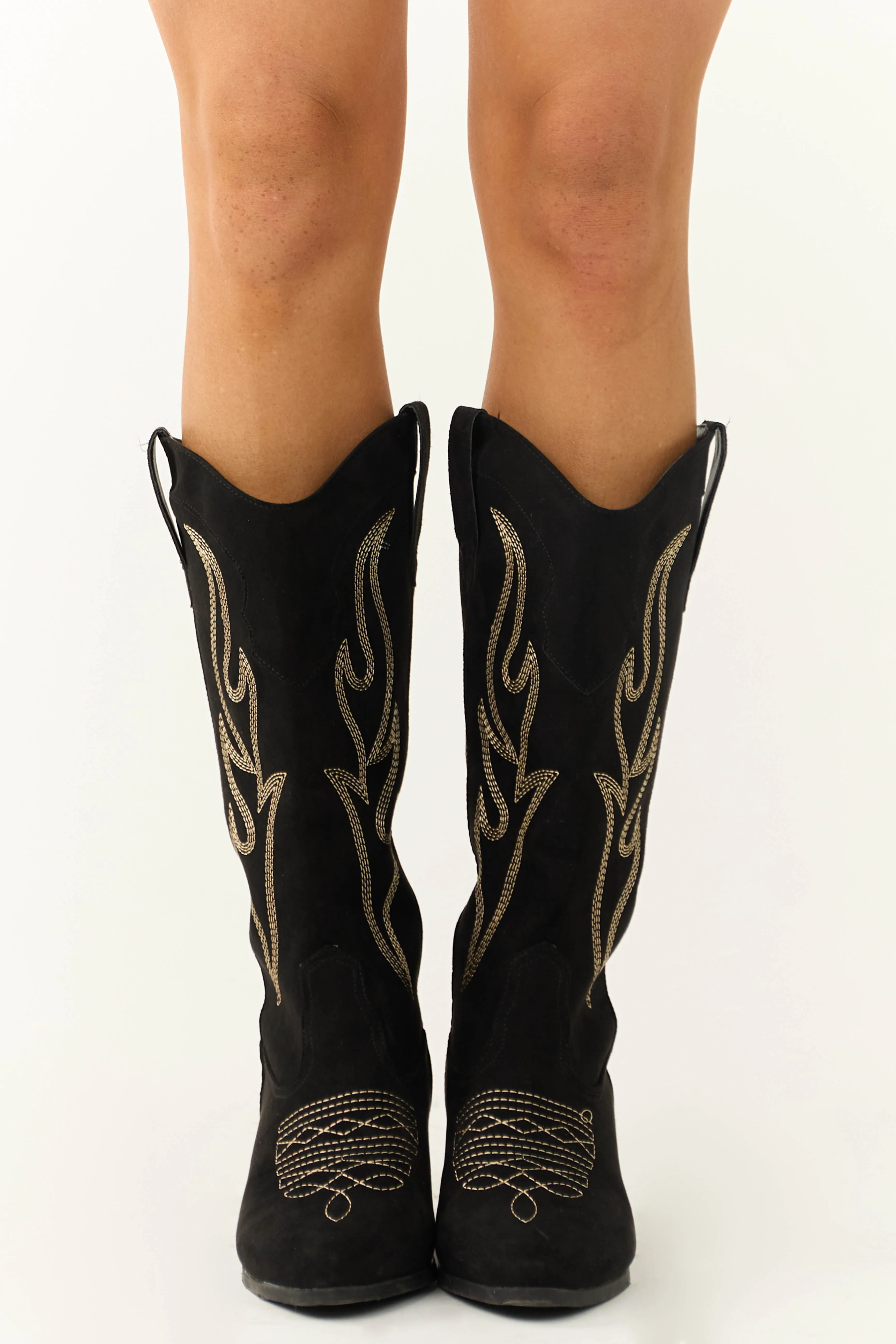 Black Embroidered Western Style Boots sold by Lime Lush product image thumbnail 4